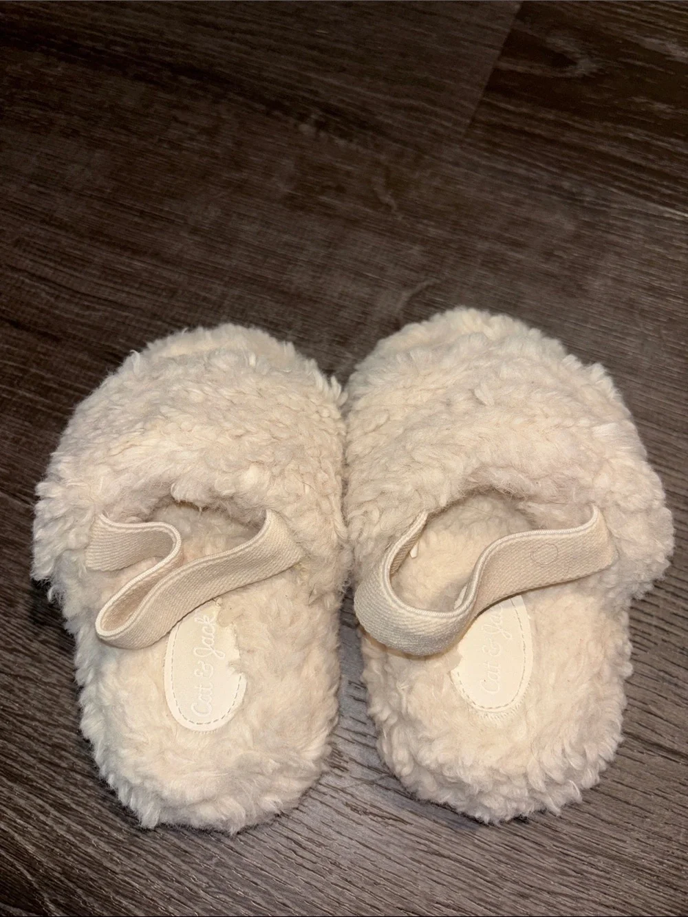 Cat & Jack Plush Faux-Sherpa Slip-On Slippers - Cream